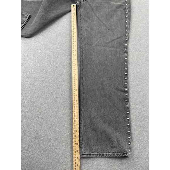 Abercrombie & Fitch High Rise Loose Jeans Womens 25 Curve Love Gray Studded NWT - Picture 9 of 16